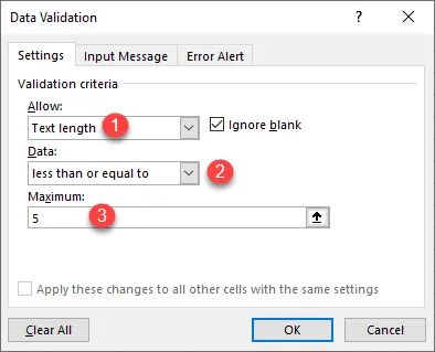 set a character limit data validation 2