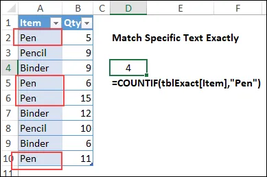 count specific items in Excel list