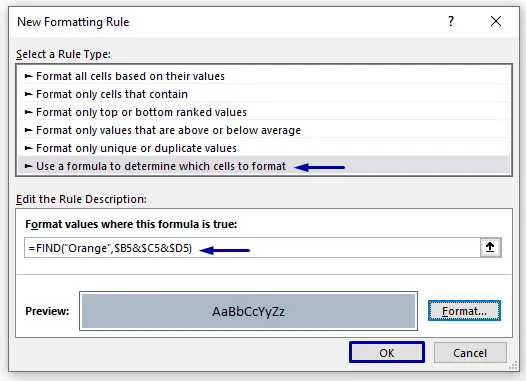 Apply FIND Function to Highlight Row for Case Sensitive Option