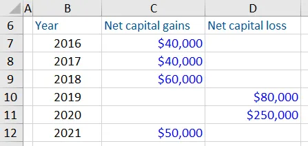 capital loss calculation