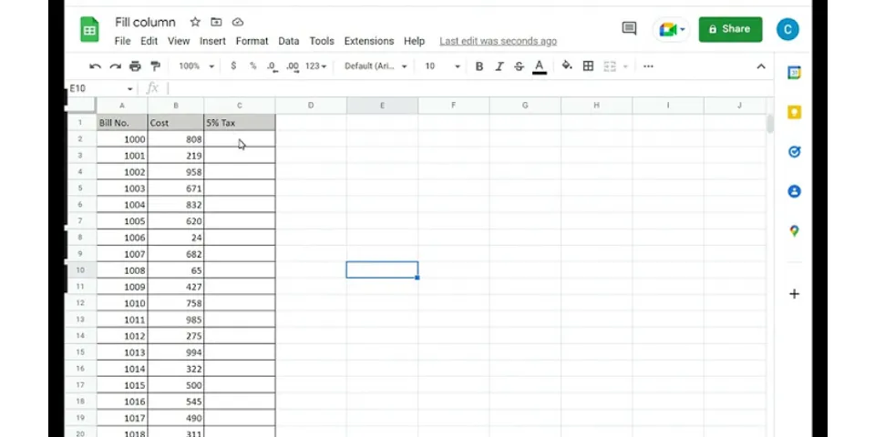 How do I apply a formula to an entire column in Google Sheets?