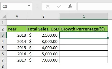 Calculate Growth Percentage Between Yearly Total Sales Data in Excel