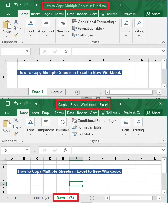 Copy Multiple Sheets Using Dragging in Excel