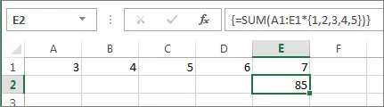 An array constant nested in a SUM formula