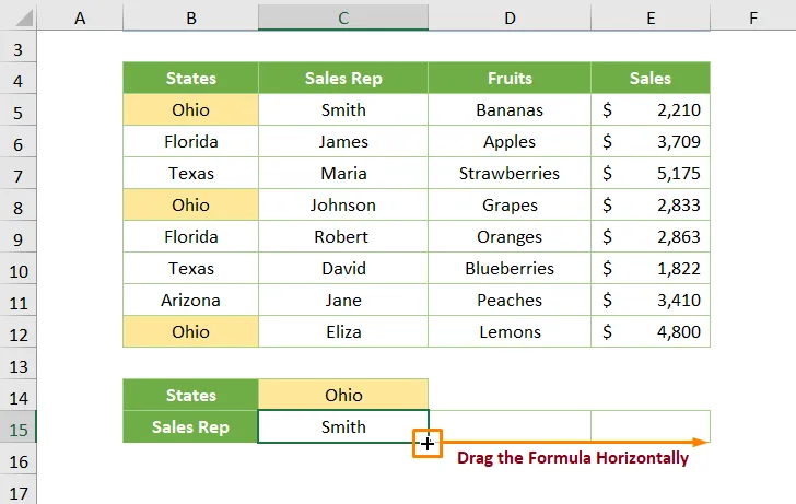 Excel Drag Formula Horizontally with Vertical Reference Applying ROW and COLUMN Functions with MIN Function