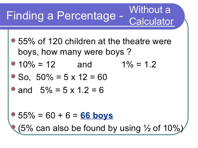 how to find percentages without calculator