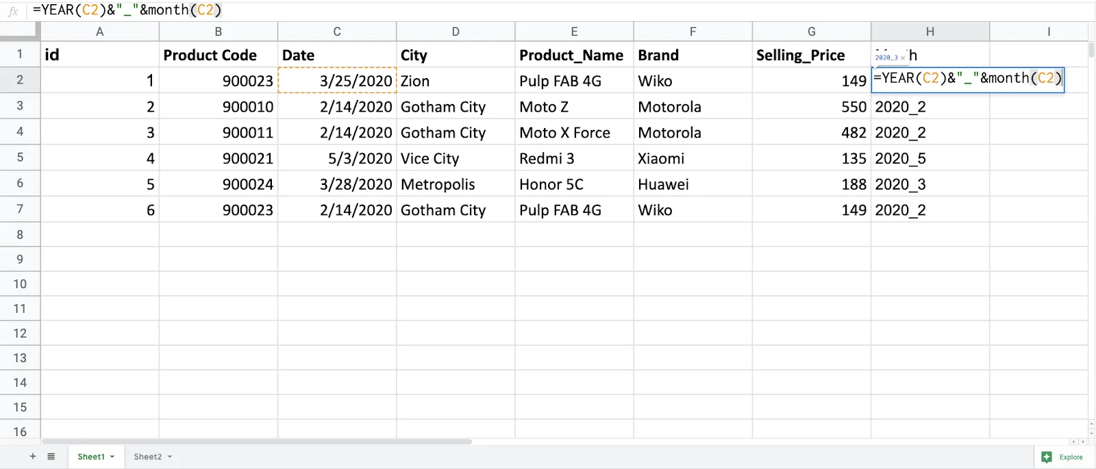 Add calculated columns to a data set step 1