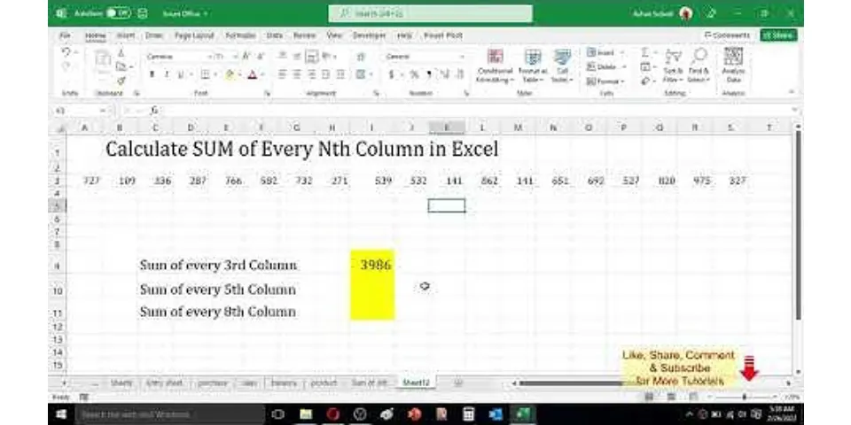 How to add the SUM of a column in Excel