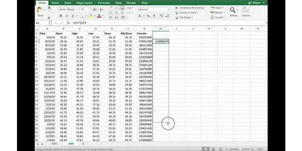 How to calculate average daily return of a stock in Excel