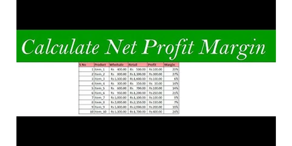 How to calculate net profit in Excel