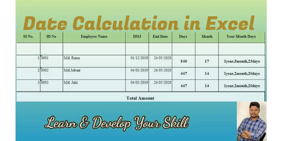 How to calculate tenure in months in Excel from Today