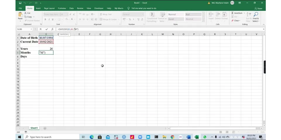 How to calculate years, months and days in Excel