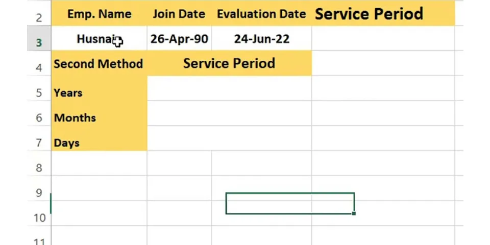 How to calculate years of service in Excel using TODAY