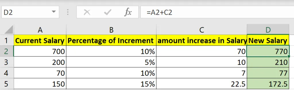 New salary calculation in excel