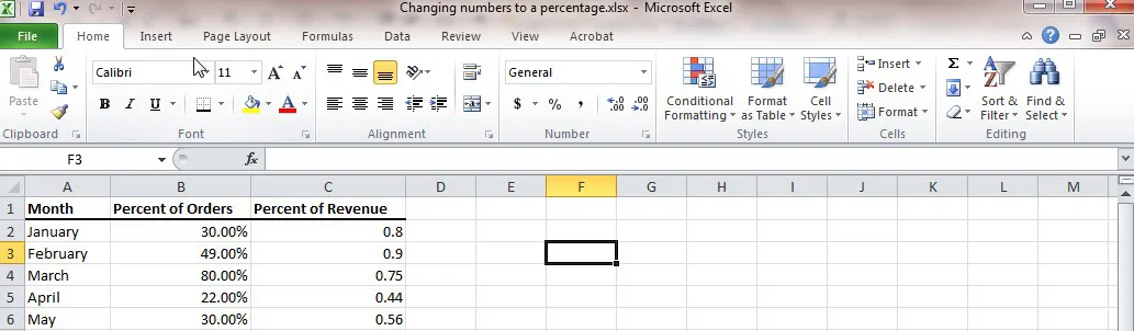 Percentage in Excel Image 1