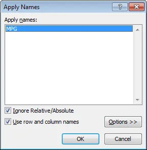 The Apply Names dialog box