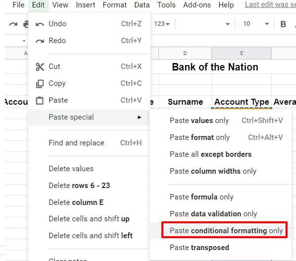 Excel Copy Conditional Formatting Google Sheets PaintSpecial
