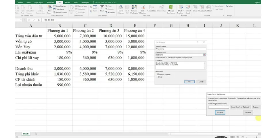 How to create a scenario in Excel