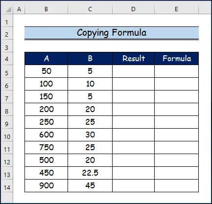 Copying Formula to Divide Columns in Excel