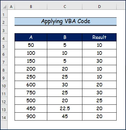 Applying VBA Code to Divide Columns in Excel