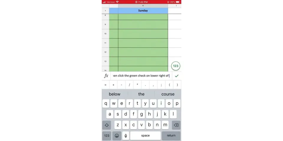 How to enter in Google Sheets iPhone