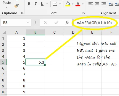 excel average function