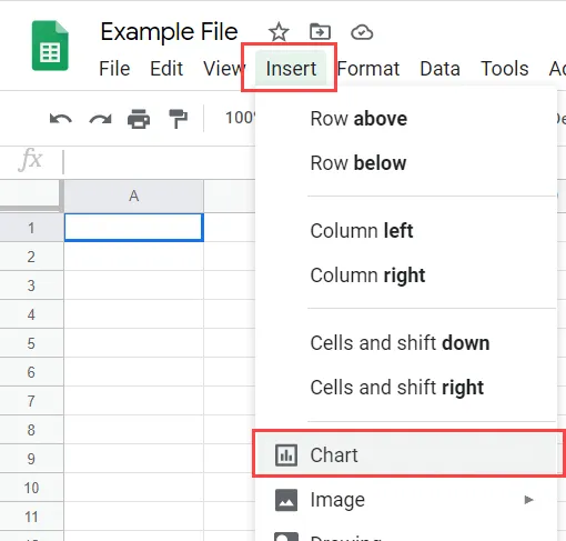 Click Insert and then click on chart icon