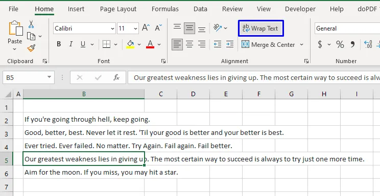 Wrapping text to print excel sheet on one page