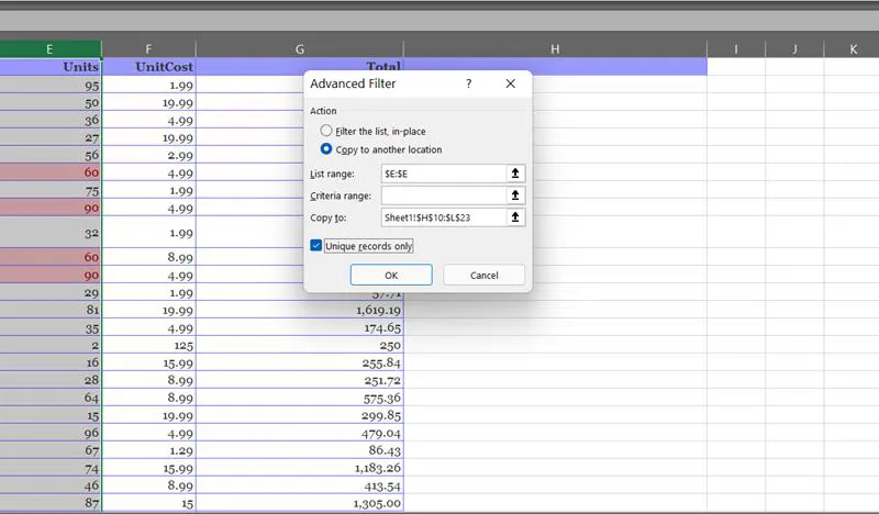 Excel Duplicate Values Advanced Filter Copy To