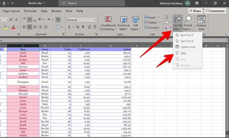 Excel Duplicate Values Sort & Filter