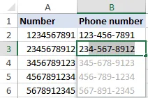 Format numbers by using Flash Fill