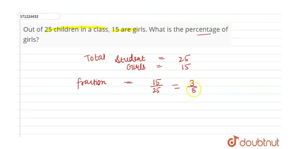 Out of 25 children in a class 15 are girls what is the percentage of girls and boys in the class