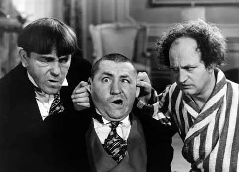 Two competing error sources (Moe and Larry) altering the expected location of a measurement (Curly).  Photo credit three stooges.net