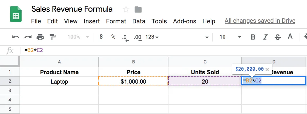 How to Use Google Sheets to Figure Out Sales Revenue Step 4 | The Easiest Way to Figure Out Your Sales Revenue 