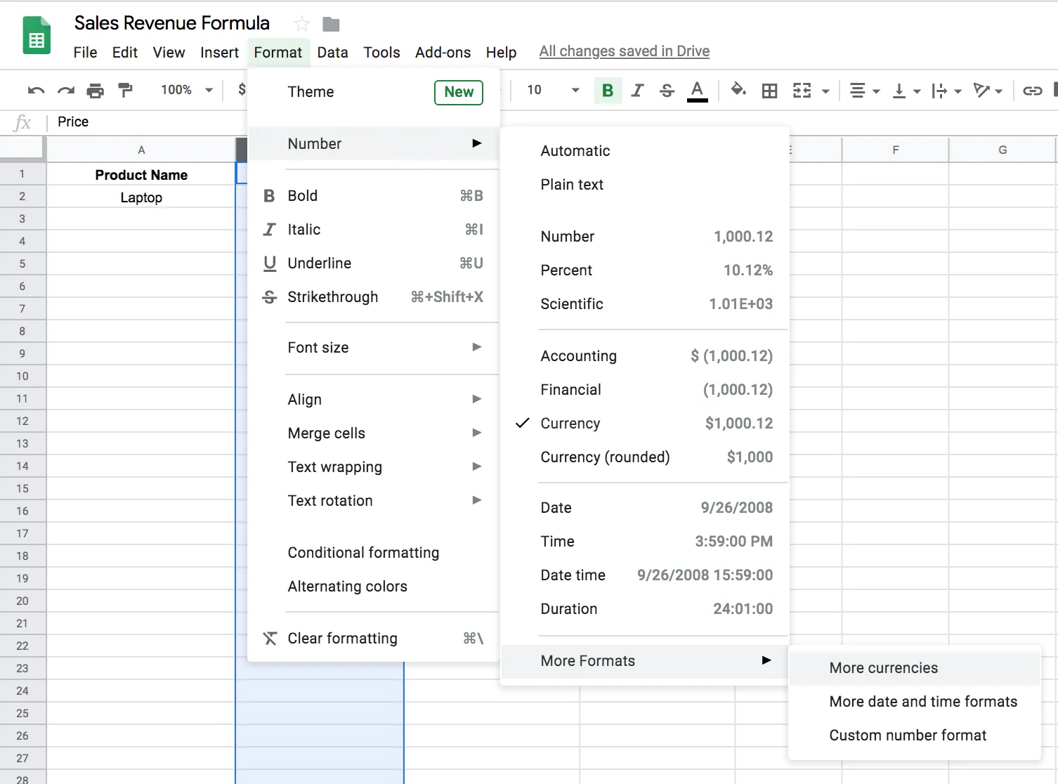 How to Use Google Sheets to Figure Out Sales Revenue Step 3 | The Easiest Way to Figure Out Your Sales Revenue 