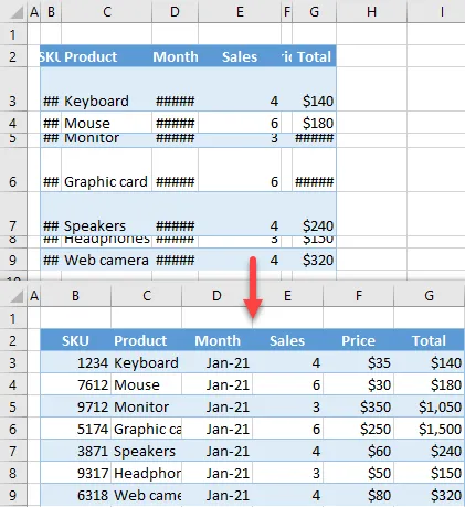 resize row height excel