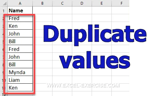 List of values with duplicates
